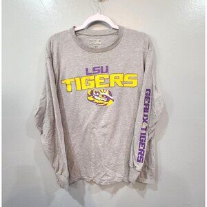 LSU Tigers Tee Shirt Women's Large Grey Long Sleeve Graphic Logo Casual Football